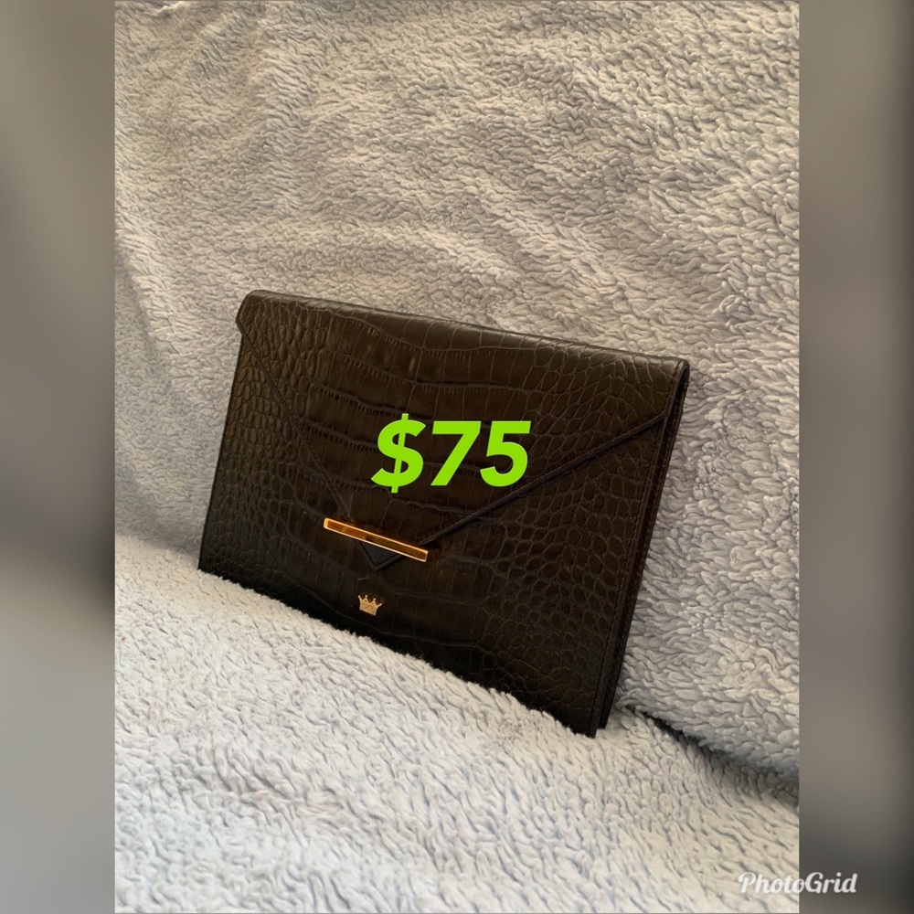 Elaine Turner Black Envelope Clutch